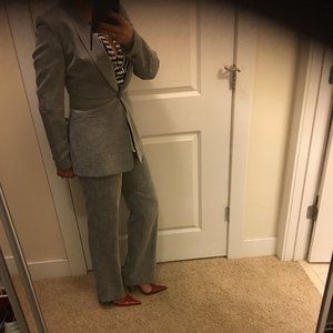Jones New York Light Gray Pantsuit Slim Pants Career Work US 4